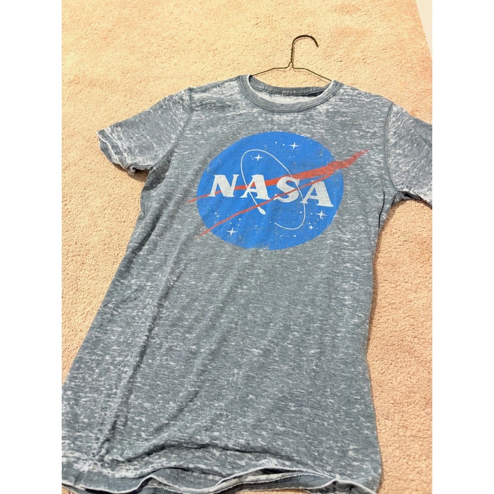 Fifth Sun NASA Graphic T-Shirt Womens Small Gray Burnout Short Sleeve Logo Tee